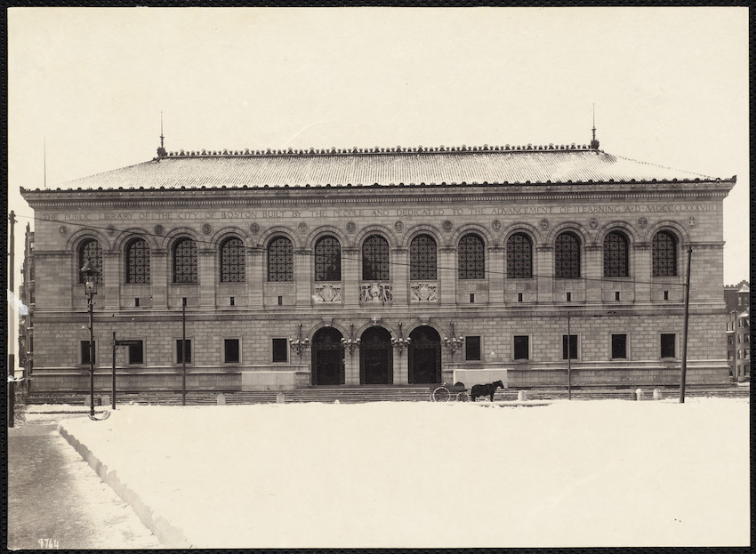 Boston Public Library in the snow