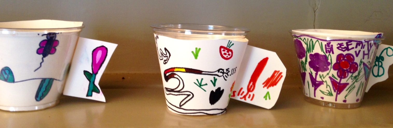 Three decorated cups