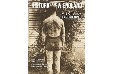 Cover of the Winter 2021 issue of Historic New England magazine, featuring items from Derin Bray's tattoo collection